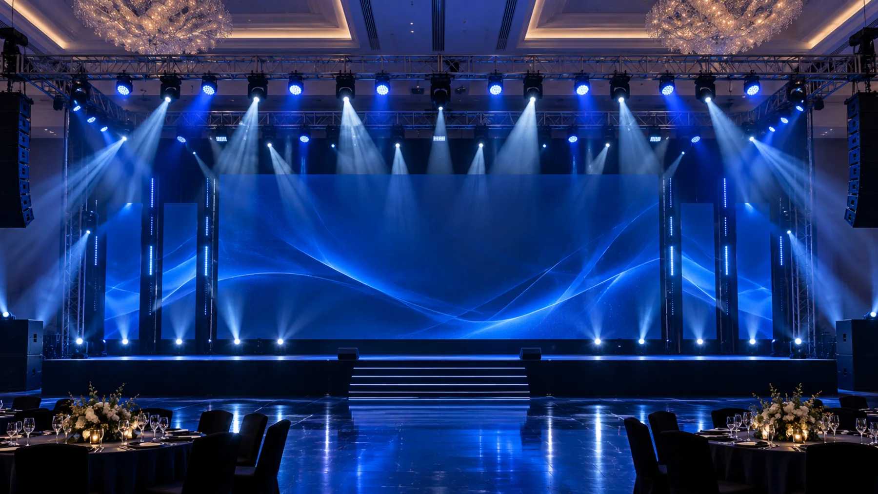 Panggung event Kingdom dengan LED screen, lighting, rigging, dan line array